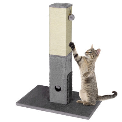 Costway 79Cm Tall Cat Scratching Post Rectangular Cat Scratch Tower W/ Soft Plush - image 1