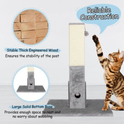 Costway 79Cm Tall Cat Scratching Post Rectangular Cat Scratch Tower W/ Soft Plush - thumbnail 9