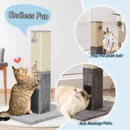 Costway 79Cm Tall Cat Scratching Post Rectangular Cat Scratch Tower W/ Soft Plush - thumbnail 8