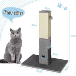 Costway 79Cm Tall Cat Scratching Post Rectangular Cat Scratch Tower W/ Soft Plush - thumbnail 2
