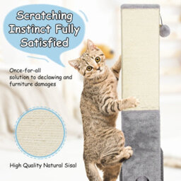 Costway 79Cm Tall Cat Scratching Post Rectangular Cat Scratch Tower W/ Soft Plush - thumbnail 7
