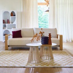 Sweeek - Mustard Yellow And Cream Interior Checkerboard Rug Taylor 170X120X3 Cm - thumbnail 7