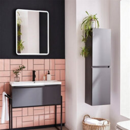 Clifton Bathroom Wall Mirror - Square 800 X 600mm - Led Light Matt Black Wall Mirror - Demister Pad - thumbnail 2
