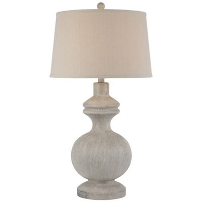 Hill Interiors Amorie Table Lamp With Linen Shade - Resin - L41 X W41 X H71 Cm - White - image 1