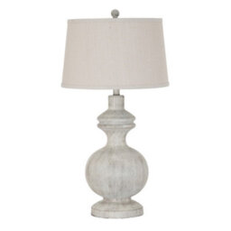 Hill Interiors Amorie Table Lamp With Linen Shade - Resin - L41 X W41 X H71 Cm - White - thumbnail 2