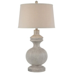 Hill Interiors Amorie Table Lamp With Linen Shade - Resin - L41 X W41 X H71 Cm - White