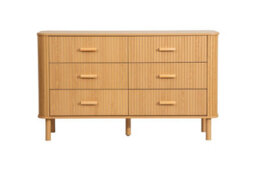 6 Oak Brown Drawer Wooden Fluted Chest Axel Birlea - thumbnail 8
