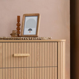 6 Oak Brown Drawer Wooden Fluted Chest Axel Birlea - thumbnail 2