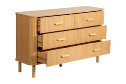 6 Oak Brown Drawer Wooden Fluted Chest Axel Birlea - thumbnail 7