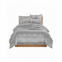 Embroidered Duvet Cover Set Luxury Bedding With Matching Accessories Silver - thumbnail 2