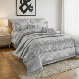Embroidered Duvet Cover Set Luxury Bedding With Matching Accessories Silver