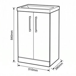 Balterley Bramshall Modern Bathroom 2 Soft Close Door & Mid-Edge Vanity Unit Basin, Satin Grey, 500mm - thumbnail 5