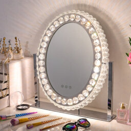Darphe Oval Crystal Led Touch Screen Makeup Mirror With Adjustable Brightness And Colour Temperature, 46Cm W X 51Cm H - thumbnail 1