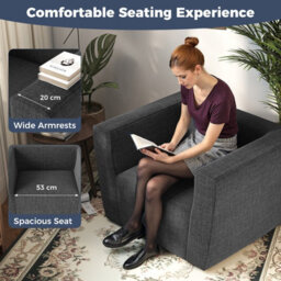 Gainoom Inflatable Grey Sofa Portable Blow Up Couch Single Lounger Air Sofa Chair With Detachable Cover - thumbnail 6