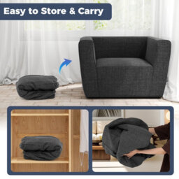Gainoom Inflatable Grey Sofa Portable Blow Up Couch Single Lounger Air Sofa Chair With Detachable Cover - thumbnail 5