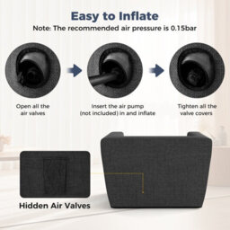 Gainoom Inflatable Grey Sofa Portable Blow Up Couch Single Lounger Air Sofa Chair With Detachable Cover - thumbnail 4