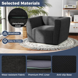 Gainoom Inflatable Grey Sofa Portable Blow Up Couch Single Lounger Air Sofa Chair With Detachable Cover - thumbnail 3