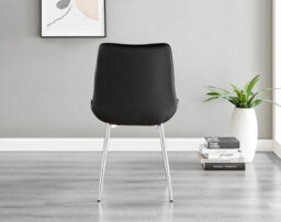 Furniturebox Uk Novara 120Cm Round Dining Table And 6 Black Pesaro Silver Leg Chairs - thumbnail 7