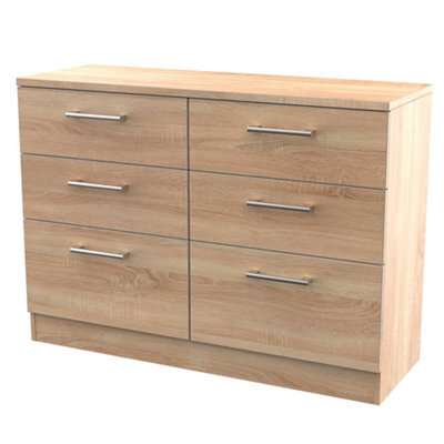 Brindisi Ready Assembled Matt Oak Effect 6 Drawer Chest (H)795mm (W)1120mm (D)415mm - image 1