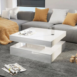 High Gloss Square Led Coffee Table Cocktail End Table Tea Tables For Living Room - thumbnail 5