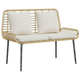 Walplus Garden Bench Brown And Black And Cream Poly Rattan And Steel - thumbnail 2