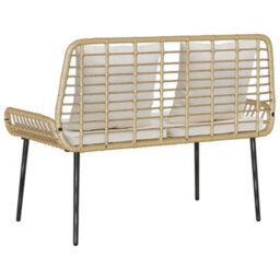 Walplus Garden Bench Brown And Black And Cream Poly Rattan And Steel - thumbnail 7