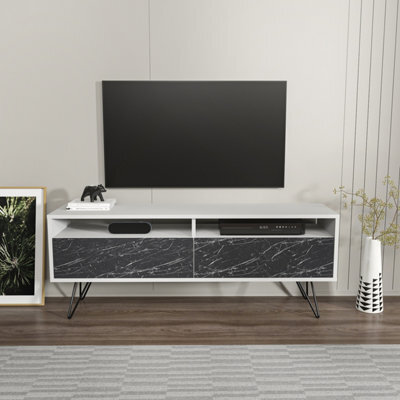 Decorotika Flay Modern Tv Stand Tv Unit For Tvs Up To 65 Inch White&bendire - image 1