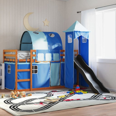 Berkfield Bunk Bed Without Mattress With Slide And Curtains Blue 90X200 Cm - image 1