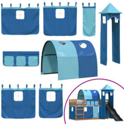 Berkfield Bunk Bed Without Mattress With Slide And Curtains Blue 90X200 Cm - thumbnail 5