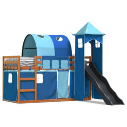 Berkfield Bunk Bed Without Mattress With Slide And Curtains Blue 90X200 Cm - thumbnail 2