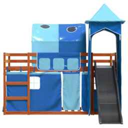Berkfield Bunk Bed Without Mattress With Slide And Curtains Blue 90X200 Cm - thumbnail 7