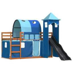Berkfield Bunk Bed Without Mattress With Slide And Curtains Blue 90X200 Cm - thumbnail 3