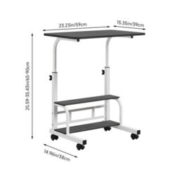 Black Height Adjustable Mobile Computer Desk Metal Frame Study Writing Table - thumbnail 2