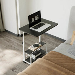 Black Height Adjustable Mobile Computer Desk Metal Frame Study Writing Table - thumbnail 3
