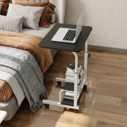 Black Height Adjustable Mobile Computer Desk Metal Frame Study Writing Table - thumbnail 1