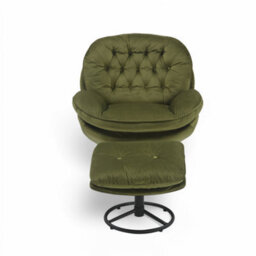 Velvet Sage Green Azura Swivel Accent Chair With Footstool - thumbnail 3