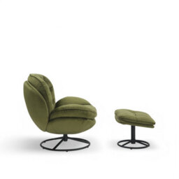 Velvet Sage Green Azura Swivel Accent Chair With Footstool - thumbnail 5