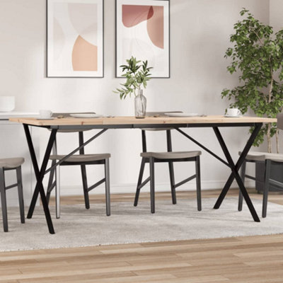 Berkfield Dining Table X-Frame 180X90X75.5 Cm Solid Wood Pine And Steel - image 1