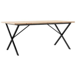 Berkfield Dining Table X-Frame 180X90X75.5 Cm Solid Wood Pine And Steel - thumbnail 6