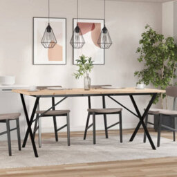 Berkfield Dining Table X-Frame 180X90X75.5 Cm Solid Wood Pine And Steel - thumbnail 3