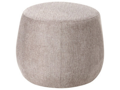 Wyld And Coco Novahome Pouffe Light Brown Taupe Upholstered Round Drum Ottoman, W61 X D61 X H43Cm - image 1