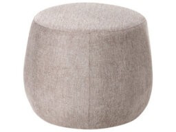 Wyld And Coco Novahome Pouffe Light Brown Taupe Upholstered Round Drum Ottoman, W61 X D61 X H43Cm - thumbnail 1
