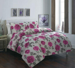 Homespace Direct Ltd Homespace Direct Meadow Grey Duvet Cover Set Floral Themed Super King Bedding Set - thumbnail 1
