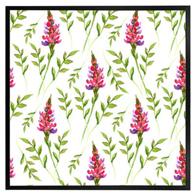 "Andrew Lee Pink & Green Leaves (Picutre Frame) / 20X20"" / Oak" - image 1