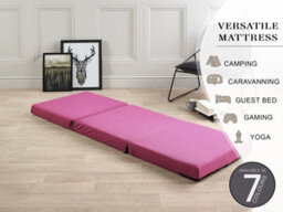 Mattress Guru Folding Z Bed Mattress, Tri Folding Guest Bed, Lightweight, Space Saving, Futon Mattress, Pink - thumbnail 2