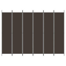 Berkfield Durable 6-Panel Room Divider Brown 300X220 Cm Fabric - thumbnail 3