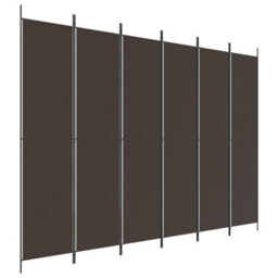 Berkfield Durable 6-Panel Room Divider Brown 300X220 Cm Fabric - thumbnail 1