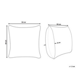 Beliani Set Of 2 Decorative Cushions Mindala Linen 50 X 50 Cm Off-White Text - thumbnail 3