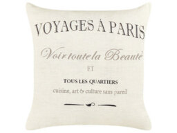 Beliani Set Of 2 Decorative Cushions Mindala Linen 50 X 50 Cm Off-White Text - thumbnail 1