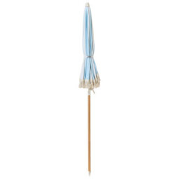 Wyld And Coco 150Cm Round Tilting Parasol - Light Blue Uv-Resistant Recycled Polyester Canopy, Beech Wood Pole - thumbnail 7